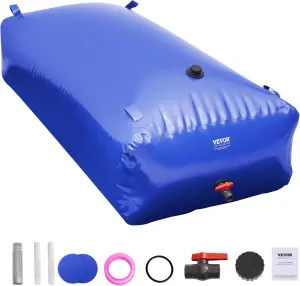 VEVOR Collapsible 1000L/264Gallon Blue PVC Soft Water Bag - RV & Camping, Large Capacity Portable Water Bladder, Fire Prevention