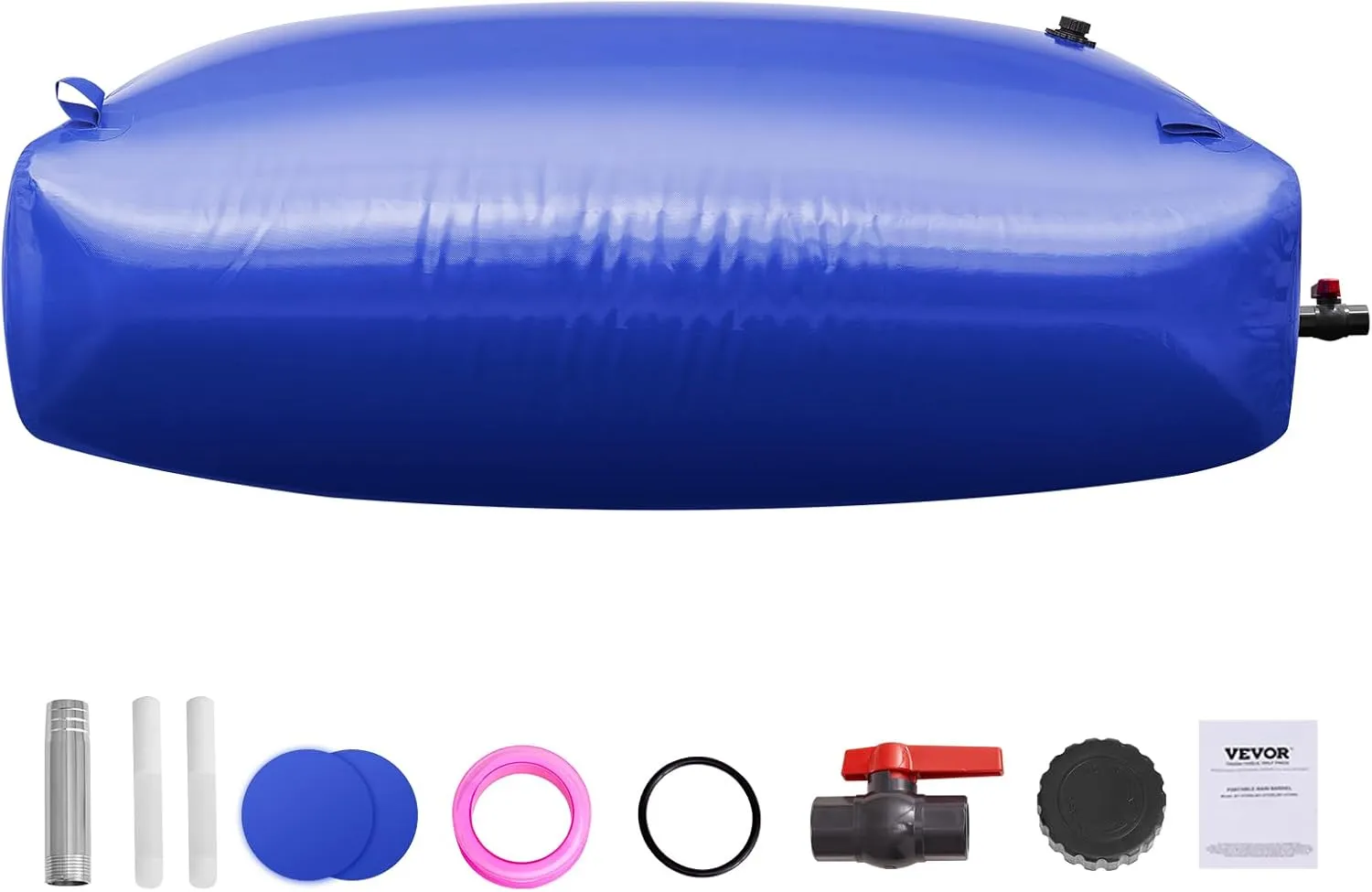VEVOR Collapsible 1000L/264Gallon Blue PVC Soft Water Bag - RV & Camping, Large Capacity Portable Water Bladder, Fire Prevention