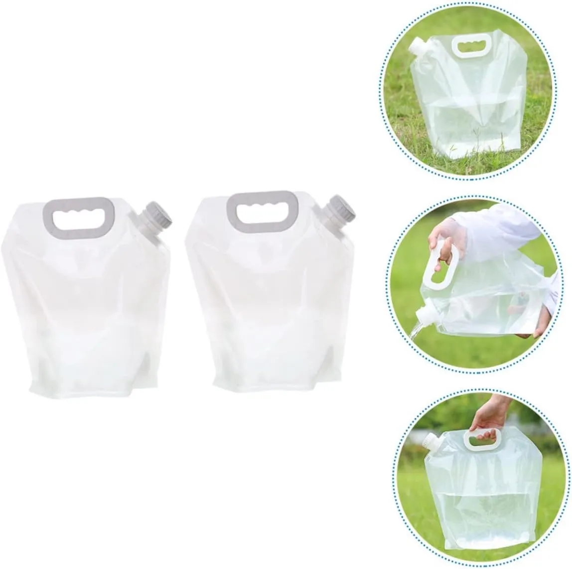 VICASKY 2sets Collapsible Water Storage Tank Portable Foldable Emergency Water Bag for Outdoor Sports Camping Hiking and Travel Design Lightweight Capacity 2pcs*2