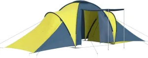 vidaXL 6-Person Easy-Assembly Camping Tent | Blue and Yellow | Multipurpose Use | Weather-Resistant with Mosquito Net