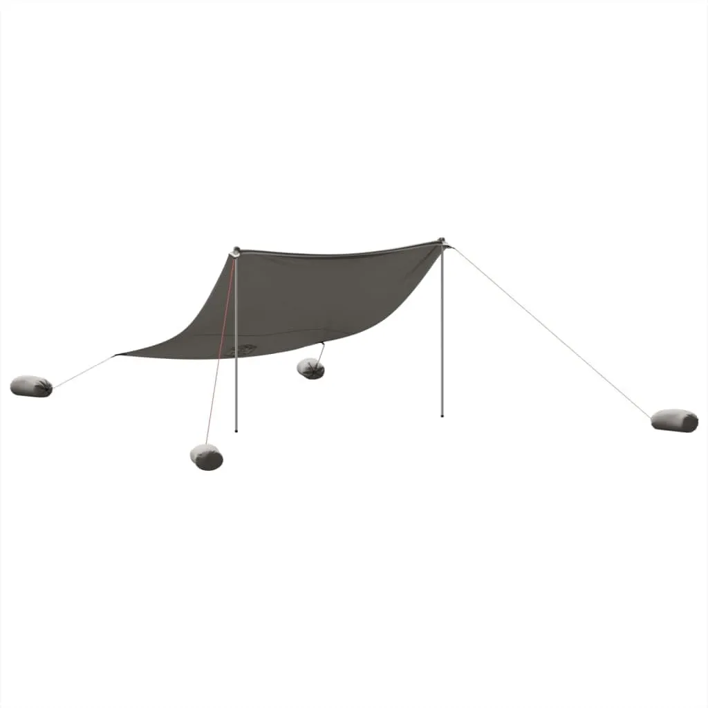 vidaXL Beach Canopy with Sand Anchors/Grey Tent for Outdoor/Garden/Patio, 119.7x118.1 inches, Polyester and Steel, Portable Carry Bag