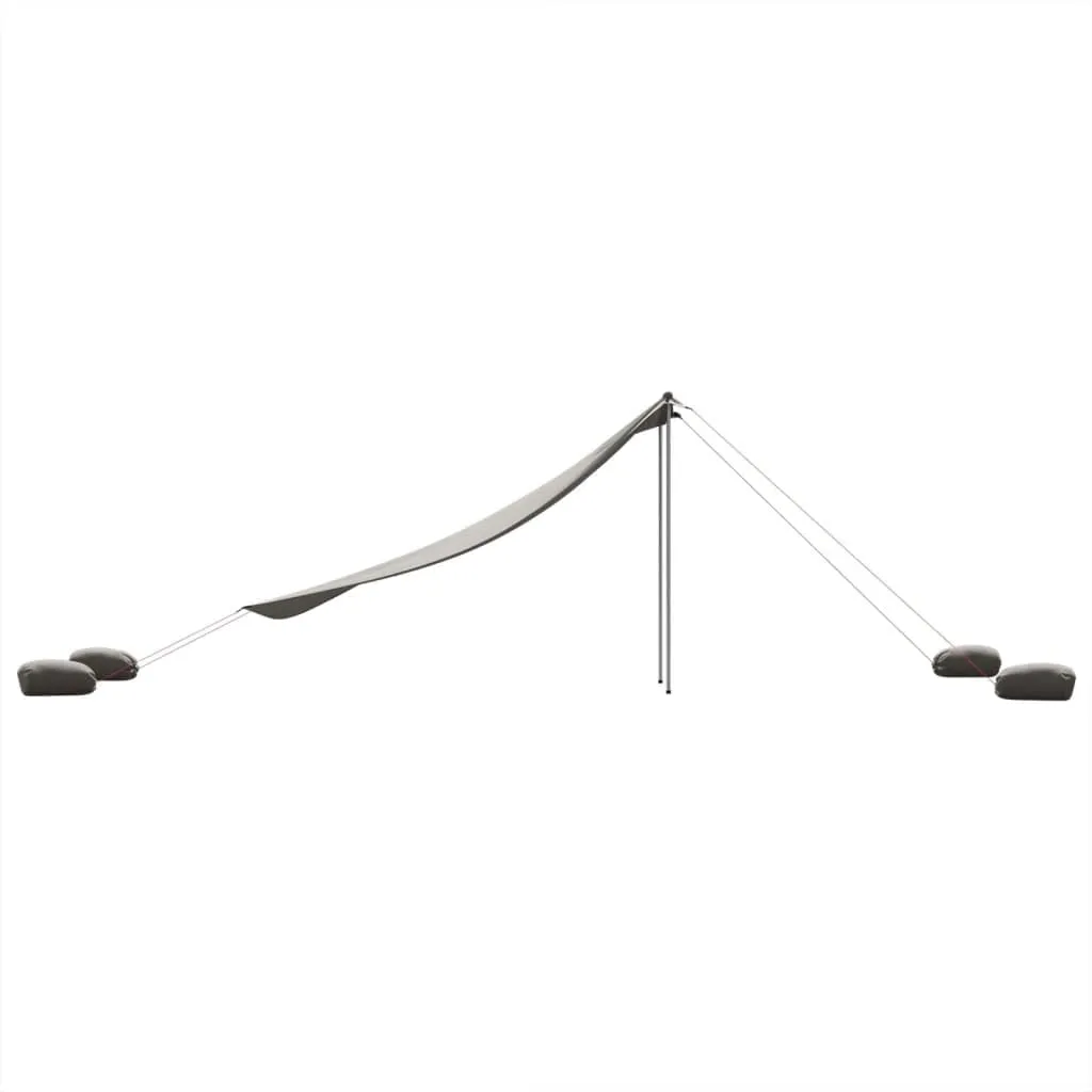 vidaXL Beach Canopy with Sand Anchors/Grey Tent for Outdoor/Garden/Patio, 119.7x118.1 inches, Polyester and Steel, Portable Carry Bag