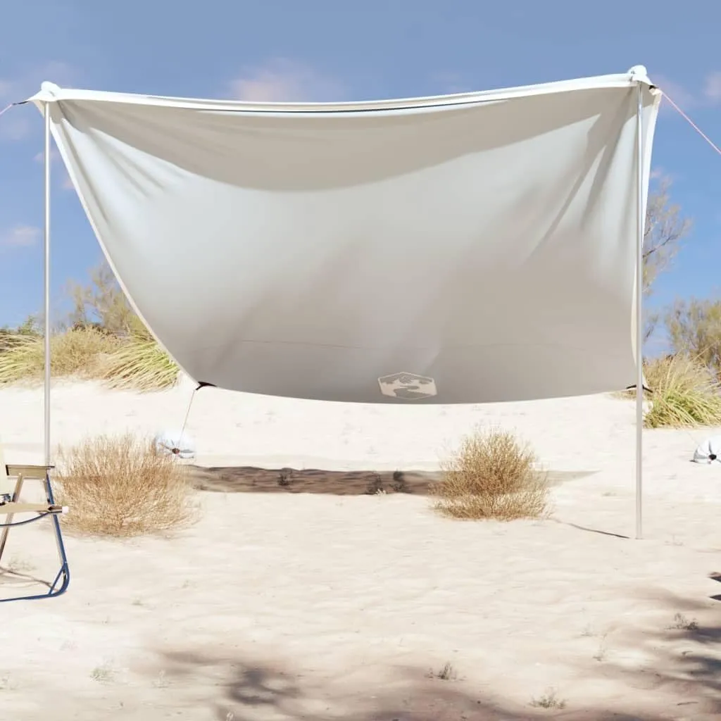 vidaXL Beach Canopy with Sand Anchors/Grey Tent for Outdoor/Garden/Patio, 119.7x118.1 inches, Polyester and Steel, Portable Carry Bag