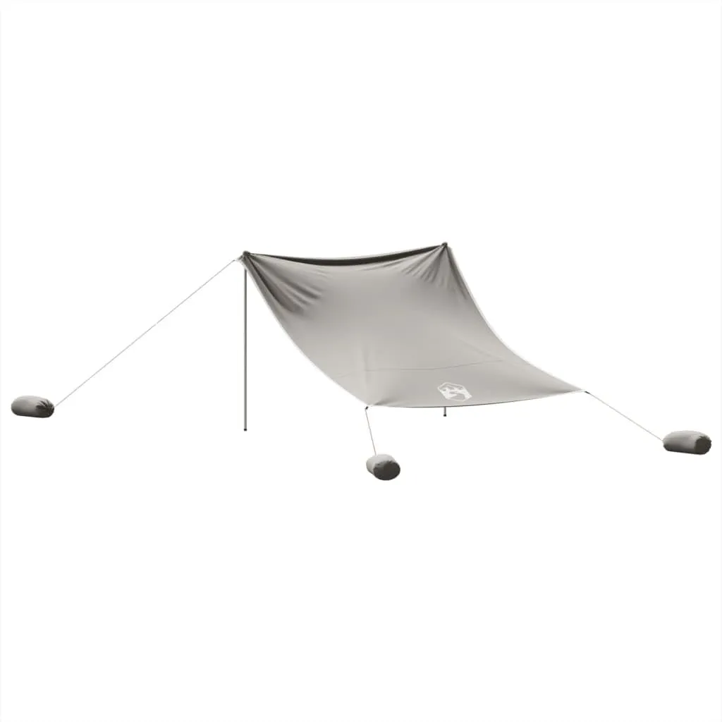 vidaXL Beach Canopy with Sand Anchors/Grey Tent for Outdoor/Garden/Patio, 119.7x118.1 inches, Polyester and Steel, Portable Carry Bag