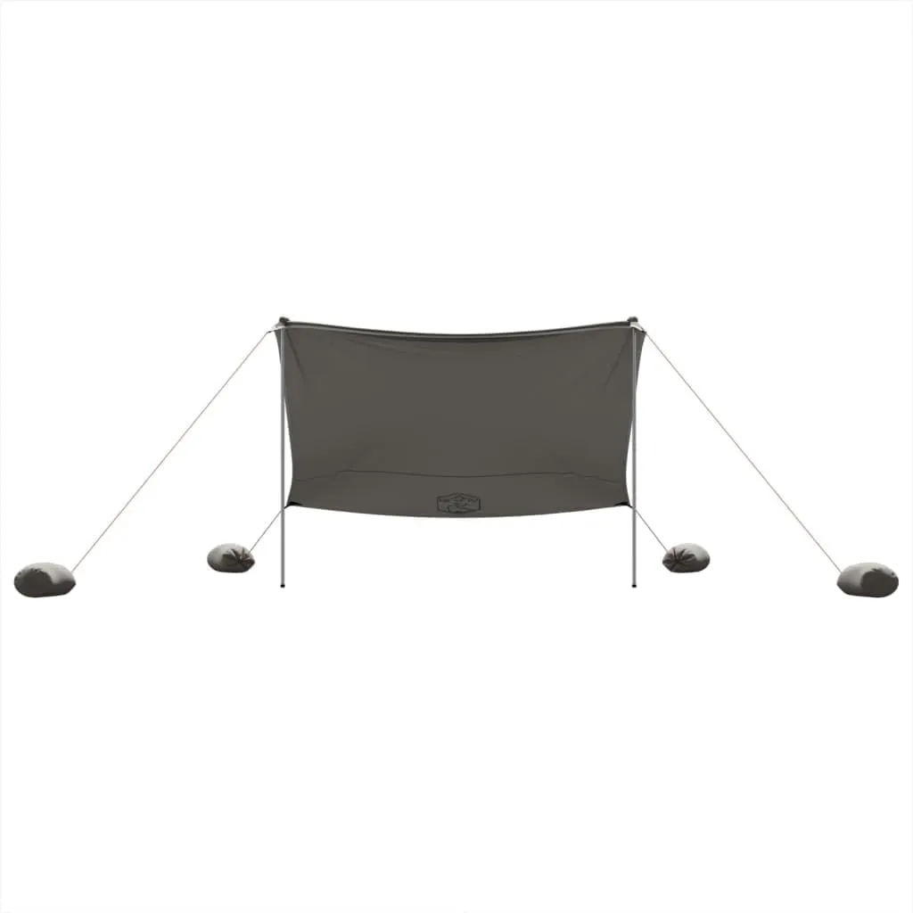 vidaXL Beach Canopy with Sand Anchors/Grey Tent for Outdoor/Garden/Patio, 119.7x118.1 inches, Polyester and Steel, Portable Carry Bag
