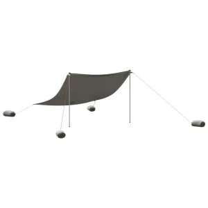 vidaXL Beach Canopy with Sand Anchors/Grey Tent for Outdoor/Garden/Patio, 119.7x118.1 inches, Polyester and Steel, Portable Carry Bag