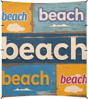 Vintage Poster Beach Foldable Beach Tent UPF50  Protection Waterproof Shade Sun Shelter with Sandbags, Sand Shovel, Poles for Backyard and Camping