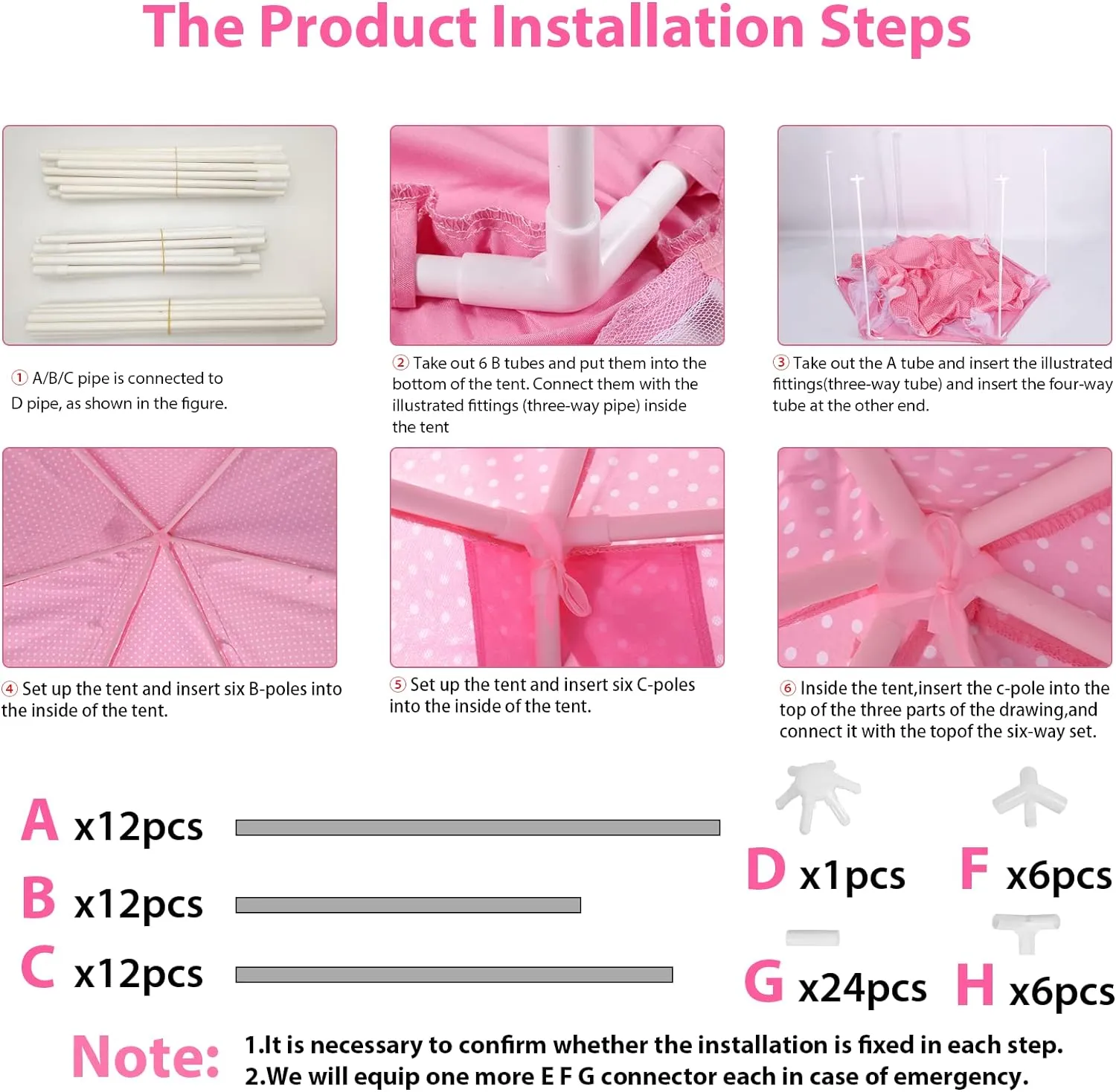 Volscity Princess Tent for Girls,Kids Castle Play Tent with LED Star Lights,Large Playhouse Girl Toy Gifts Age 3 ,Indoor and Outdoor Games 55.5"x 53"(DxH) Pink (Pink)