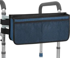 Walker Basket for Folding Walker with Cup Holder, Large Capacity Foldable Storage Walker Bag with Never Tipping Over for Seniors (Blue)