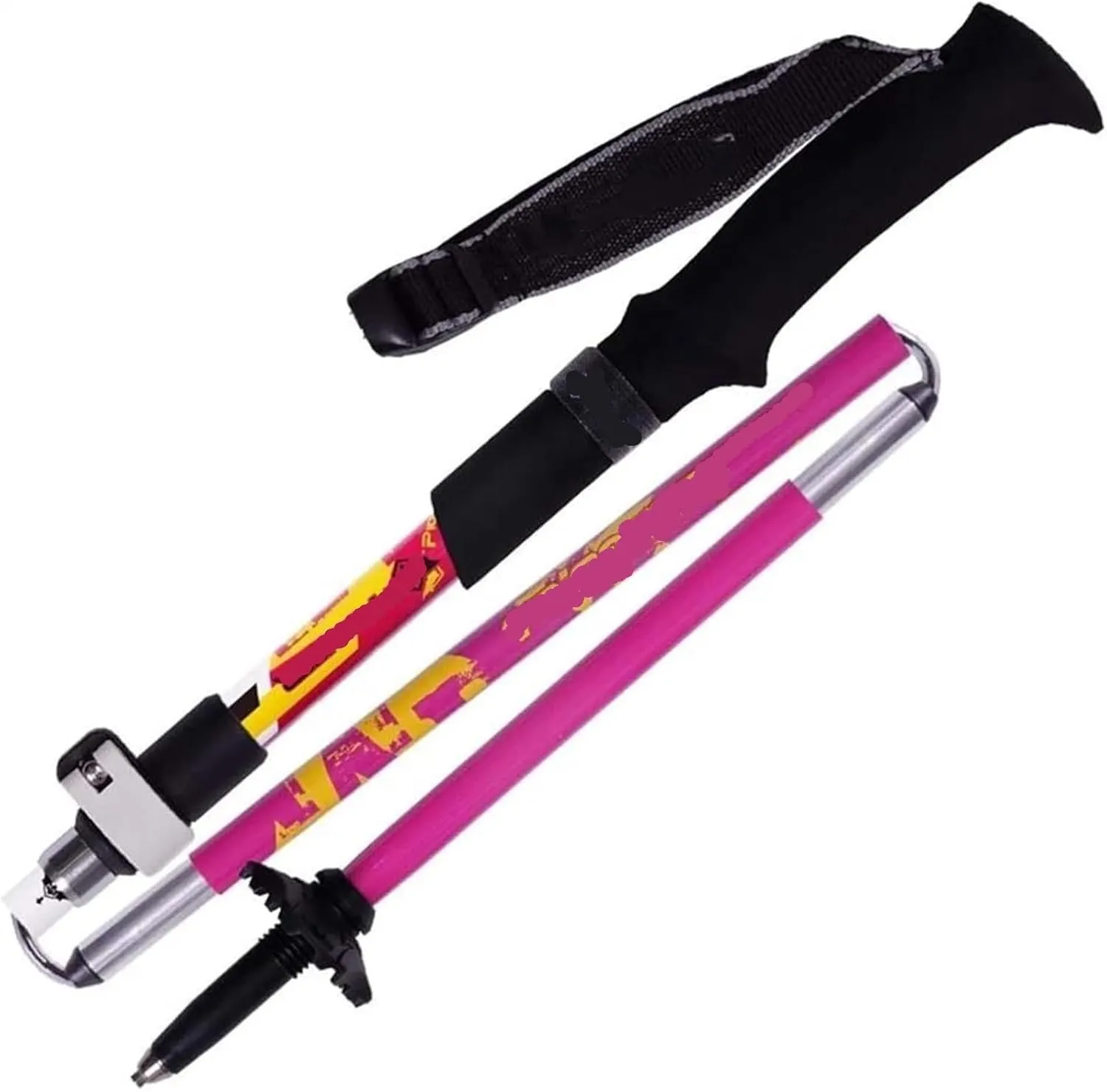 Walking Stick Hiking Poles Carbon Fiber Hiking Poles Ultralight Folding Walking Sticks Lightweight Foldable Walking Poles Hiking Gear Trekking Poles, 115cm, Pink