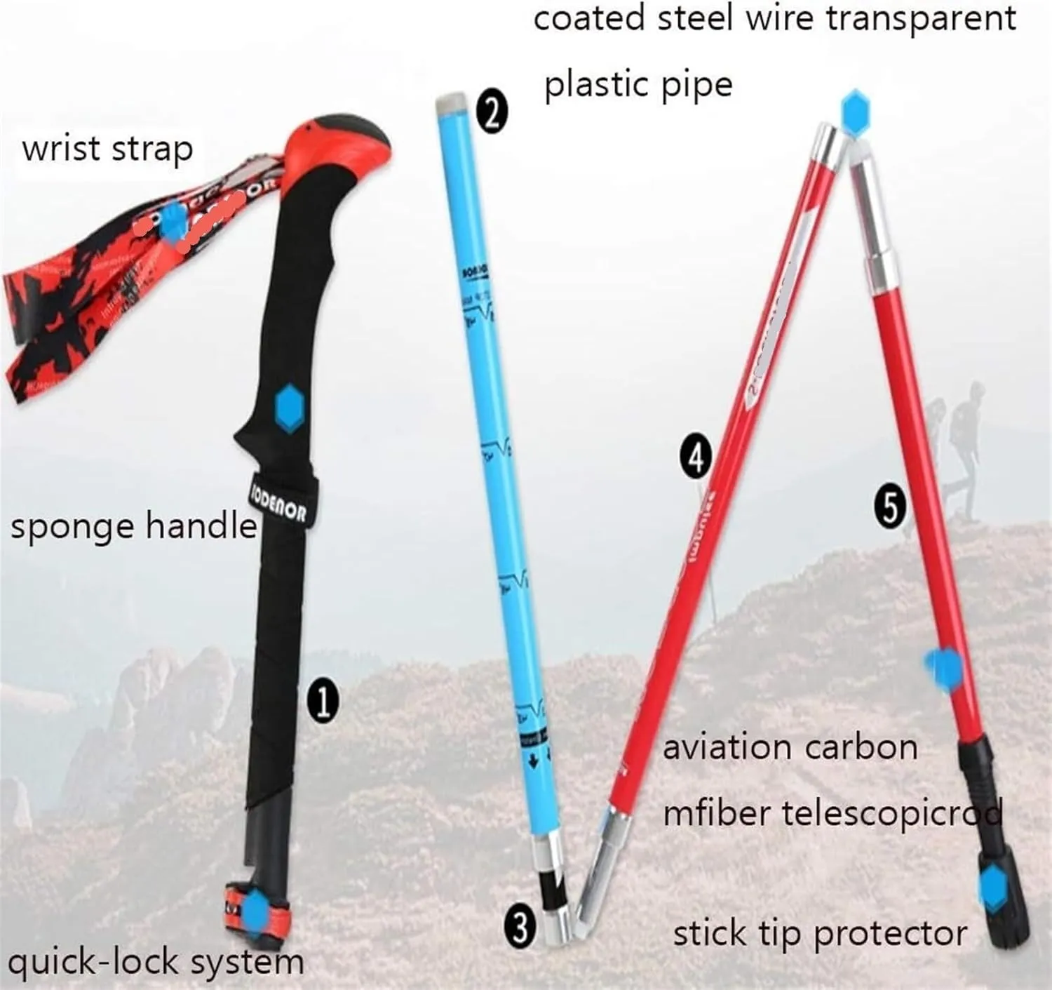 Walking Stick Hiking Poles Hiking Poles Strong Lightweight Walking Sticks Carbon Fiber Trekking Poles for Camping Hiking Gear Trekking Poles