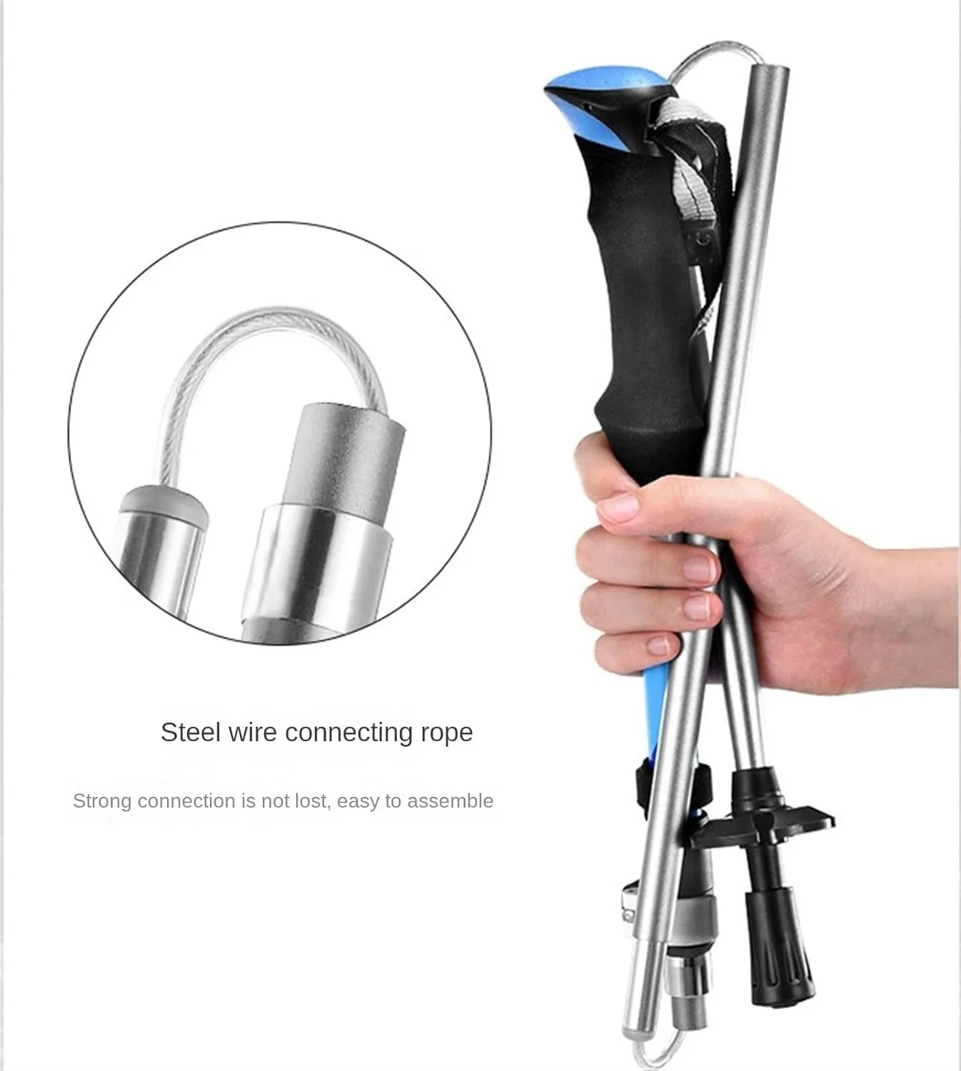 Walking Stick Hiking Poles Light Retractable Trekking Poles Adjustable Carbon Fiber with Soft Comfortable Handle Hiking Gear Trekking Poles