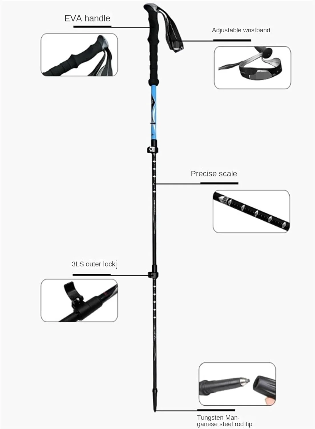 Walking Stick Hiking Poles Lightweight Trekking Poles Carbon Fiber Adjustable Hiking Poles Walking Sticks for Camping Hiking Gear Trekking Poles