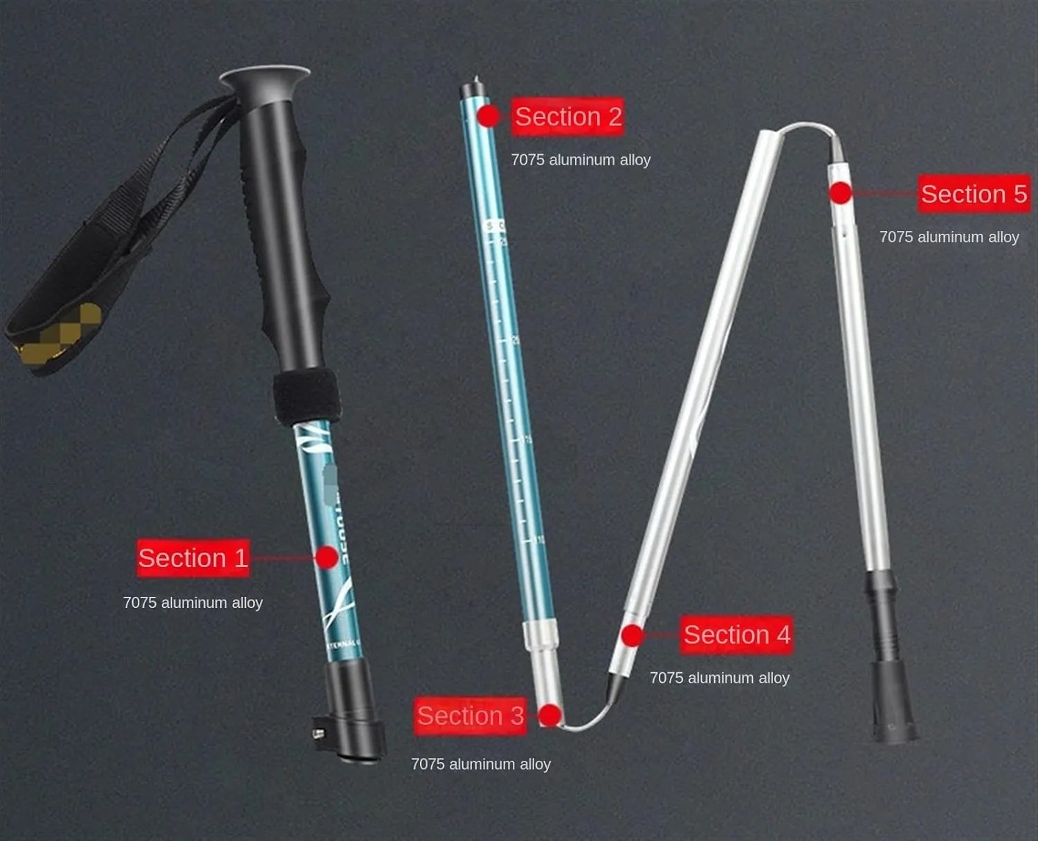Walking Stick Hiking Poles Ultralight Aluminum Alloy Trekking Poles Hiking Sticks EVA Grip Handle for Mountaining Camping Hiking Gear Trekking Poles