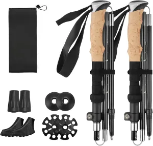 Walking Sticks Collapsible Trekking Poles Lightweight Folding Hiking Poles with EVA Foam Grips 2pc Adjustable Hiking Stick for Camping Mountaining Backpacking Walking Trekking
