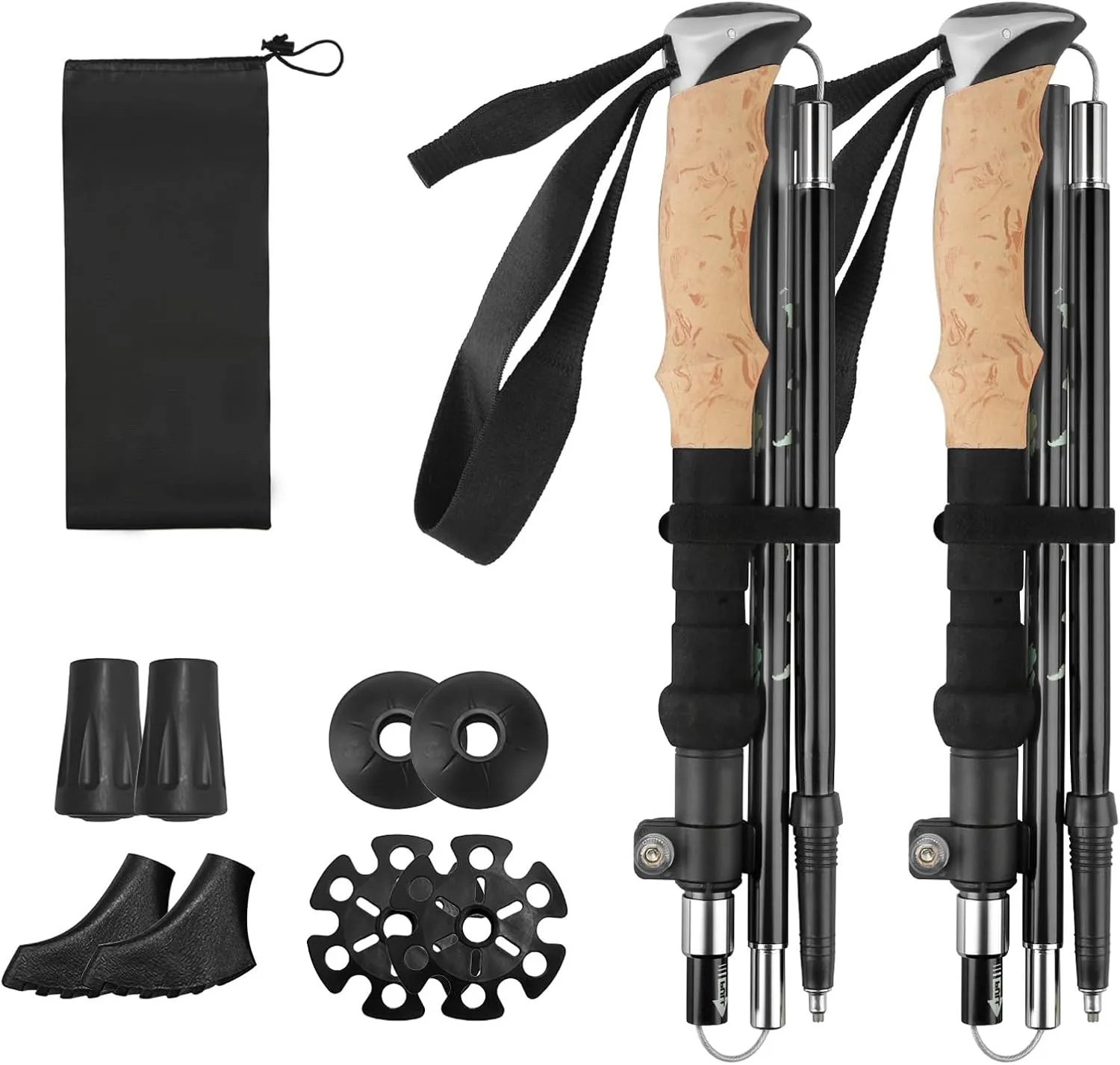 Walking Sticks Collapsible Trekking Poles Lightweight Folding Hiking Poles with EVA Foam Grips 2pc Adjustable Hiking Stick for Camping Mountaining Backpacking Walking Trekking