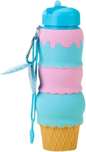 Water Bottle Sports Silicone with Handle and Straw Ice Cream Kettle Outdoor Water Bottle Cartoon Cute Portable Water Cup
