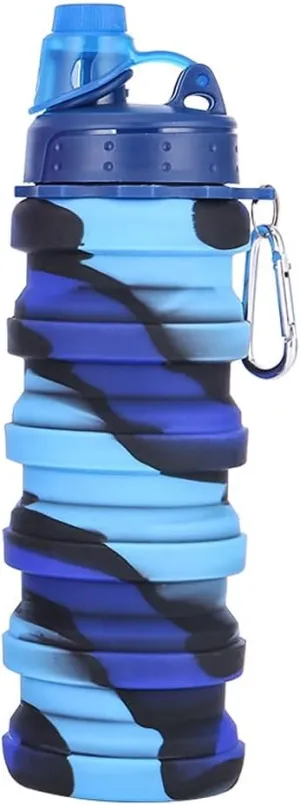Water Jug Collapsible Water Bottle Portable Sports Water Bottle Silicone Jug Not Leaking for Travel Hiking Cycling Sports Sport Bottle (Color : Blue)