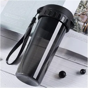 Water Jug Jug Water Bottle Filtered Water Bottle with Handle Strap Travel Water Bottle for Sports Outdoors Office Running Sport Bottle (Color : Black)