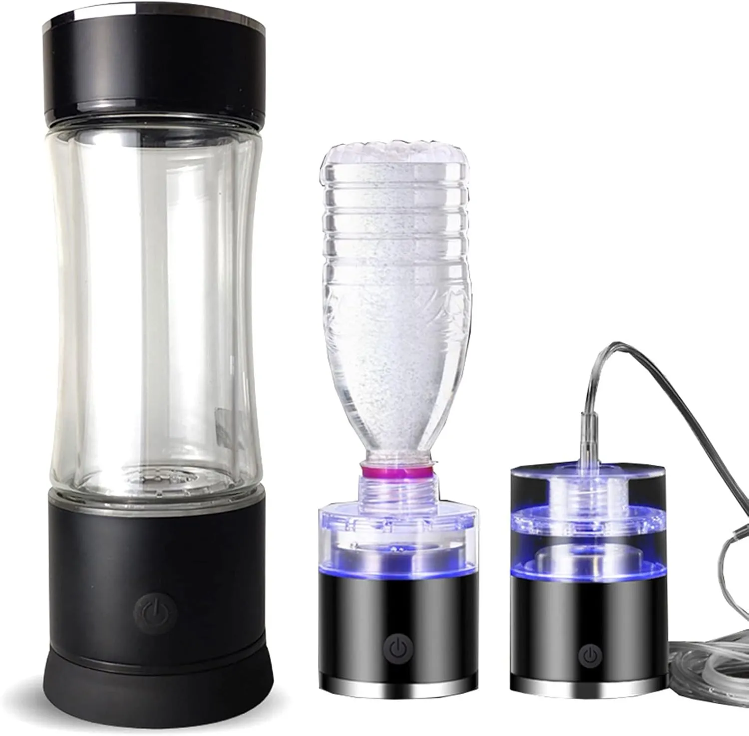 Water Purifiers, Hydrogen Alkaline Water Bottle Hydrogen Water Ionized Generator with SPE and PEM Technology 3 Mins Make Hydrogen Content to 1200-1600 PPB with Inhaler & Bottle Adapter 380Ml