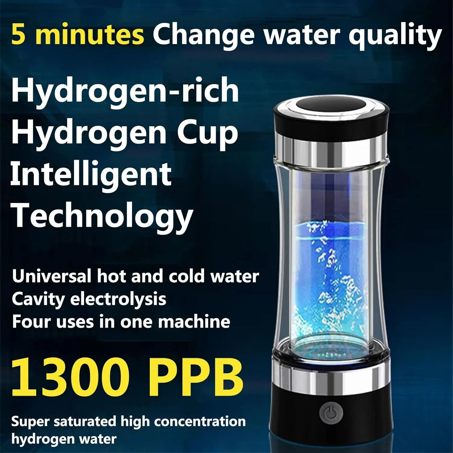 Water Purifiers, Hydrogen Water Bottle Portable Hydrogen Water Ionizer Generator Ionizer SPE/PEM Membrane Technology Make Hydrogen Content Up to 1000-1200 PPB High Concentration USB Rechargeable 320