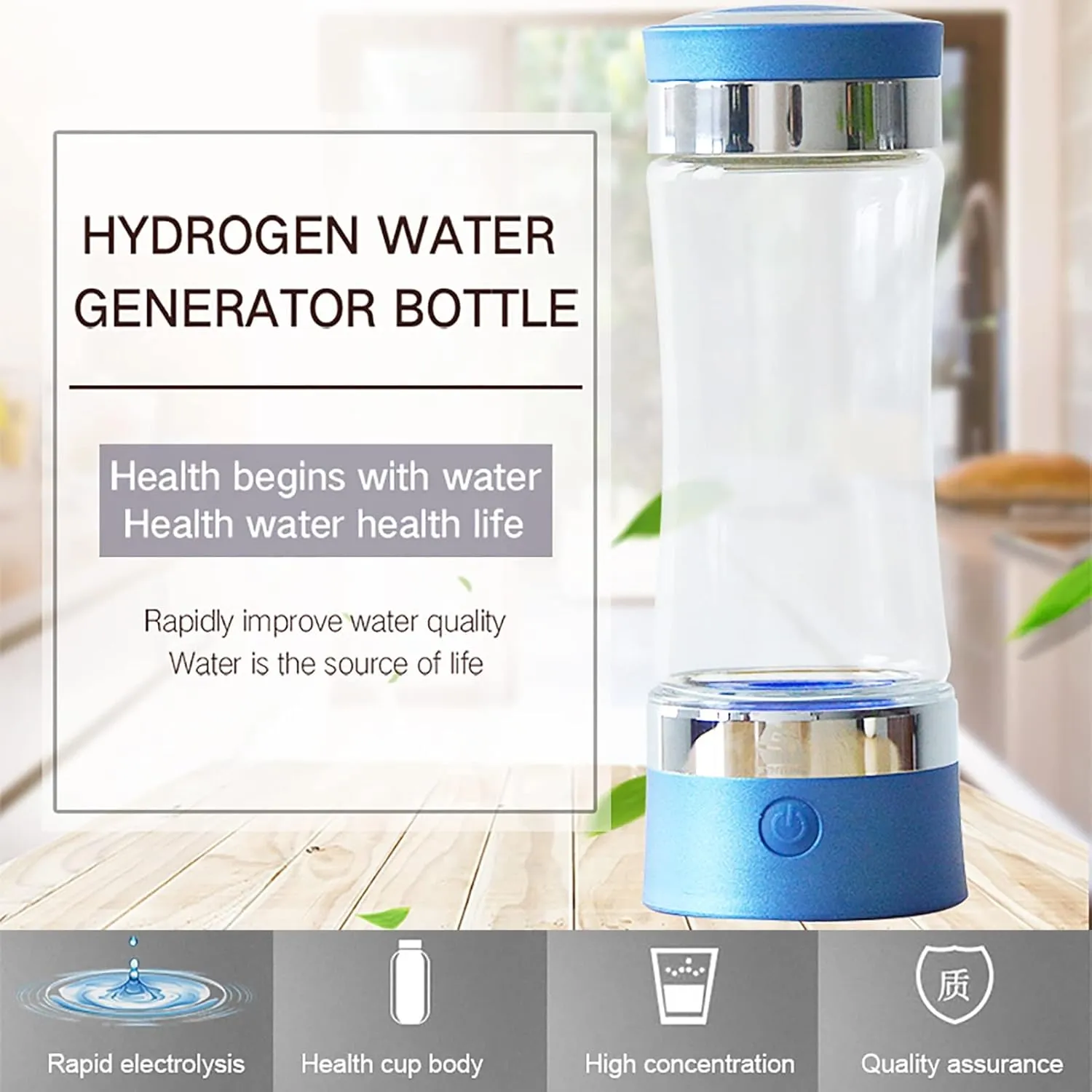 Water Purifiers, Hydrogen Water Bottle Portable Hydrogen Water Ionizer Generator Ionizer SPE/PEM Membrane Technology Make Hydrogen Content Up to 1000-1200 PPB High Concentration USB Rechargeable 320