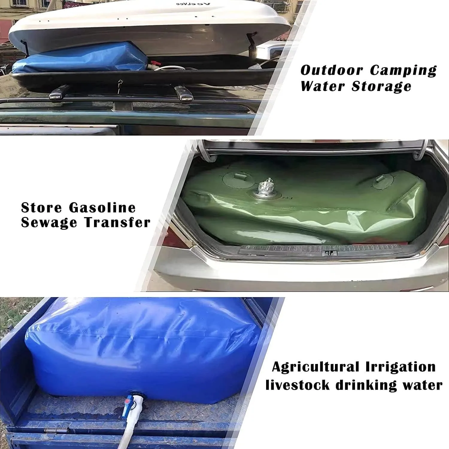 Water Storage Bladder Collapsible Water Storage Containers Portable Emergency Water Storage Bladder With Faucet, PVC Water Tank For Agricultural Outdoor Construction ( Size : 1893L/500Gal/1.8*1.2*0.88