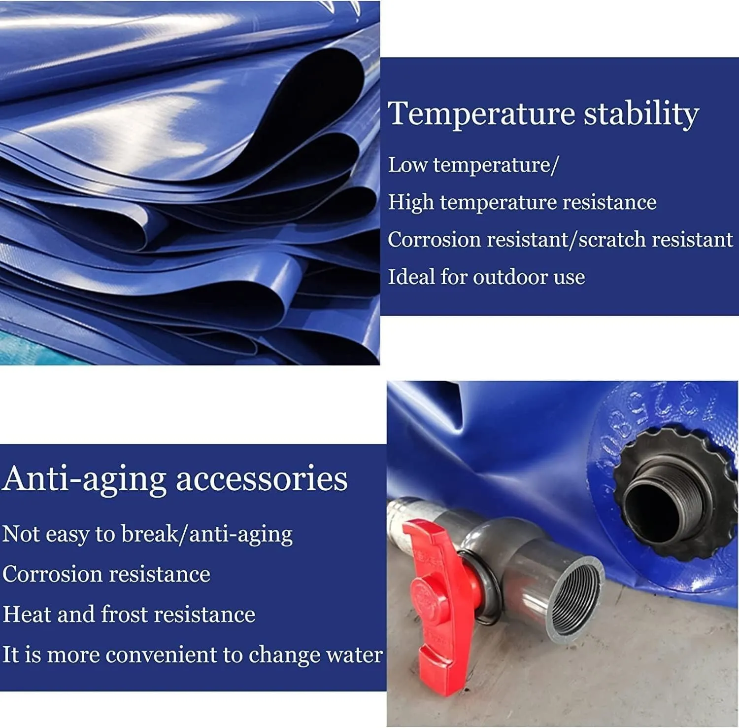 Water Storage Bladder Collapsible Water Storage Containers Portable Emergency Water Storage Bladder With Faucet, PVC Water Tank For Agricultural Outdoor Construction ( Size : 1893L/500Gal/1.8*1.2*0.88
