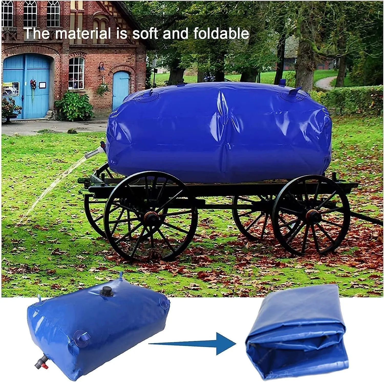 Water Storage Bladder Collapsible Water Storage Containers Portable Emergency Water Storage Bladder With Faucet, PVC Water Tank For Agricultural Outdoor Construction ( Size : 1893L/500Gal/1.8*1.2*0.88