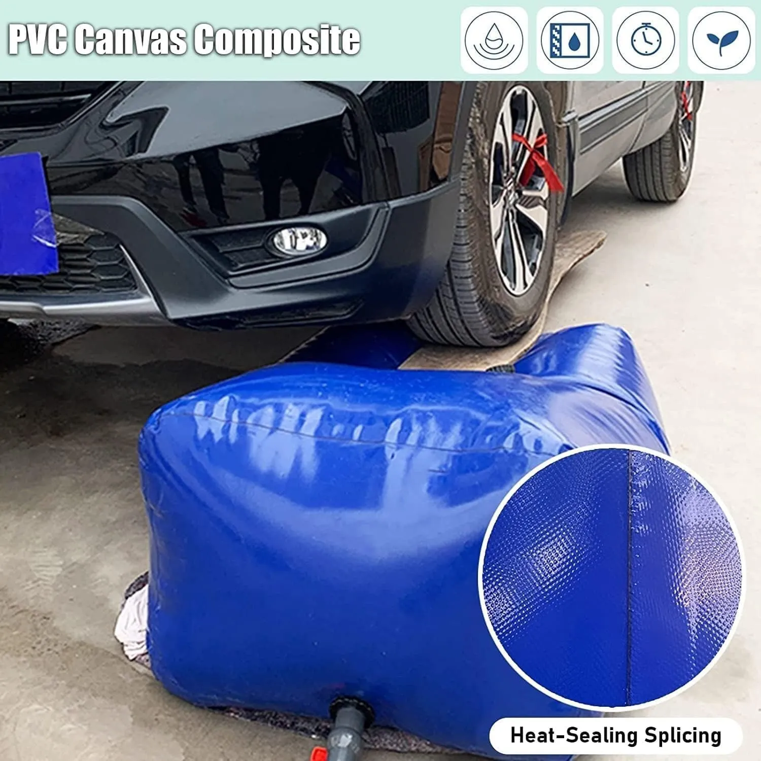 Water Storage Bladder Collapsible Water Storage Containers Portable Emergency Water Storage Bladder With Faucet, PVC Water Tank For Agricultural Outdoor Construction ( Size : 1893L/500Gal/1.8*1.2*0.88