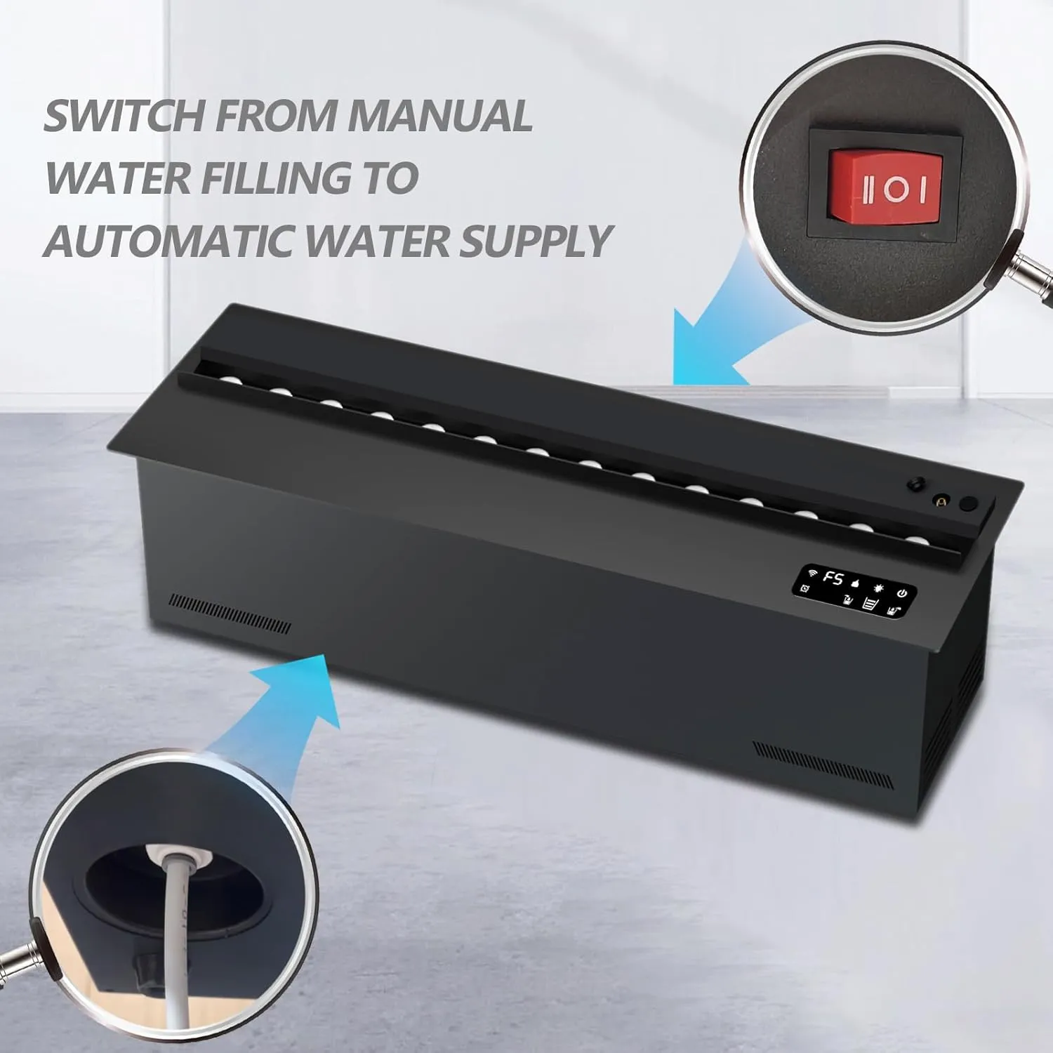 Water Vapor Fireplace Recessed Realistic Atomized Flame, Electric Fireplace with Manual Water Control and Remote Control,with 5ft Power Cord,Size: L31.5 x W7.87x H8.27 in
