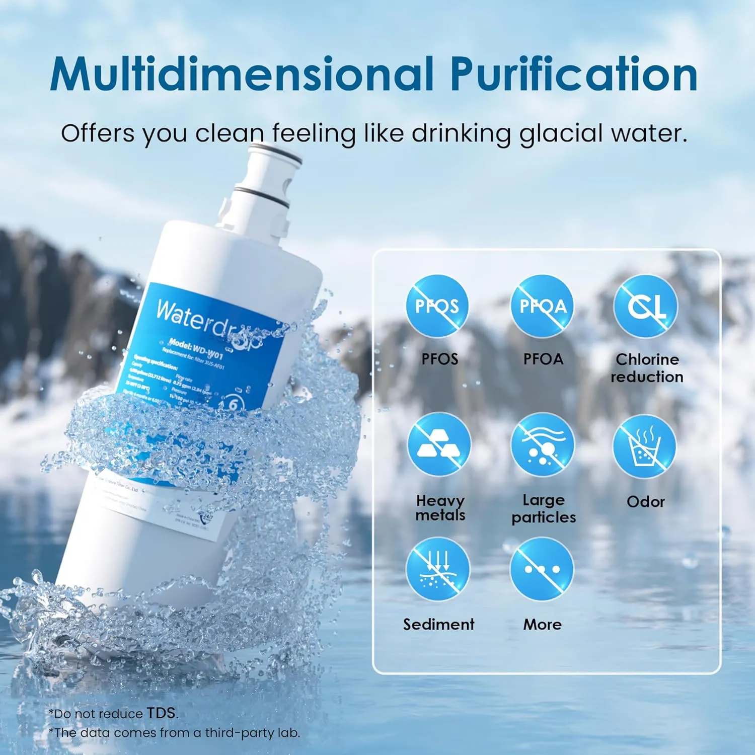 Waterdrop 3US-AF01 Under Sink Water Filter, Replacement for Standard Filtrete® 3US-AF01, 3US-AS01, Aqua-Pure AP Easy C-CS-FF, WHCF-SRC, WHCF-SUFC, WHCF-SUF, NSF/ANSI 42 Certified, Pack of 2