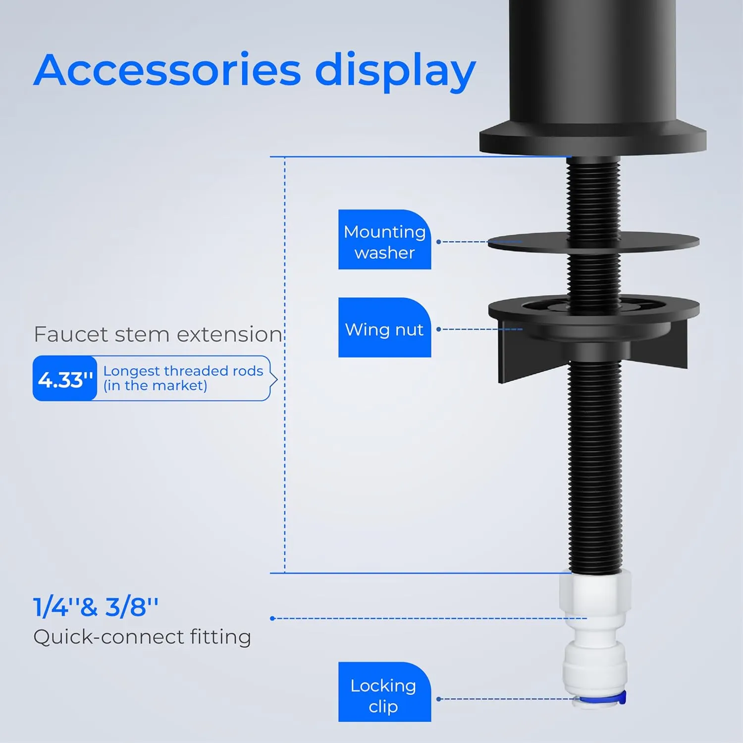 Waterdrop Filtered Water Faucet, Drinking Water Faucet, Reverse Osmosis Faucet, Water Filter Faucet for Kitchen Sink, RO Faucet, Stainless Steel, Lead-Free, Black, WD-G2FCT-BLK-N