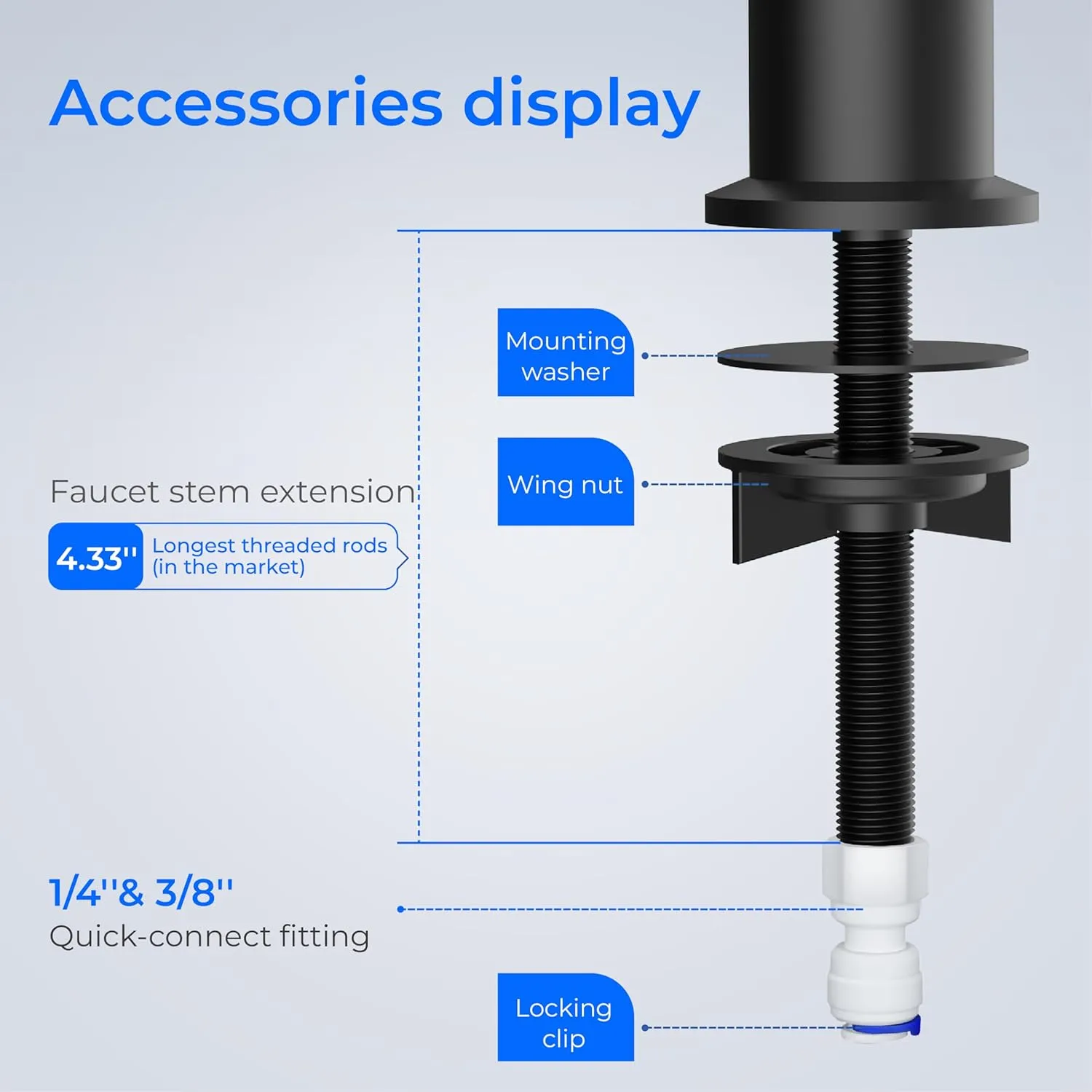 Waterdrop Filtered Water Faucet for Kitchen Sink, Reverse Osmosis, Stainless Steel, Black