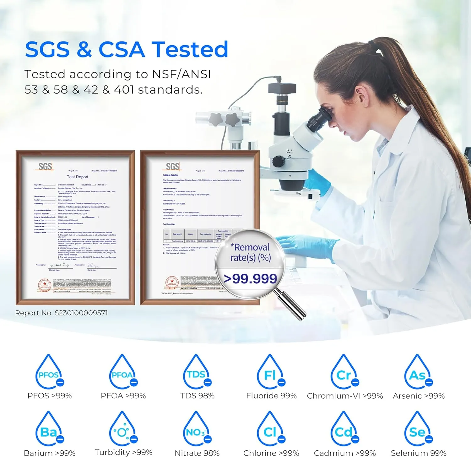 Waterdrop G3P800 Reverse Osmosis System, 800 GPD Fast Flow, NSF/ANSI 42 & 53 & 58 & 372 Certified, 3:1 Pure to Drain, Tankless Under Sink RO Water Filter System, LED Purifier, Smart Faucet