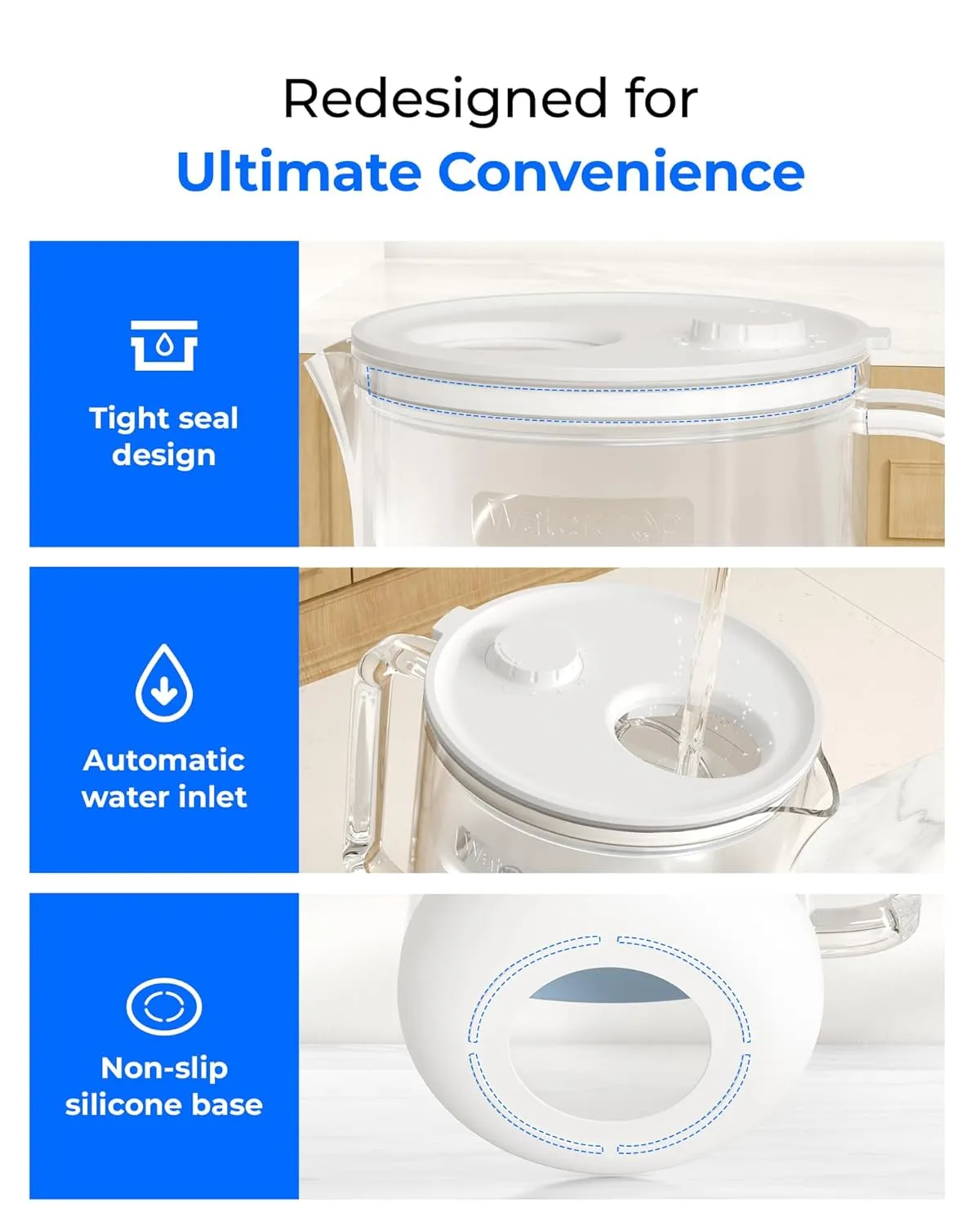 Waterdrop Glass Alkaline Water Filter Pitcher with 1 Filter, Enhances Alkaline Water, Eco-Friendly, 7-Cup, for Home and Office, Reduces PFOA/PFOS, Chlorine, Cadmium, Copper, Mercury, Clear