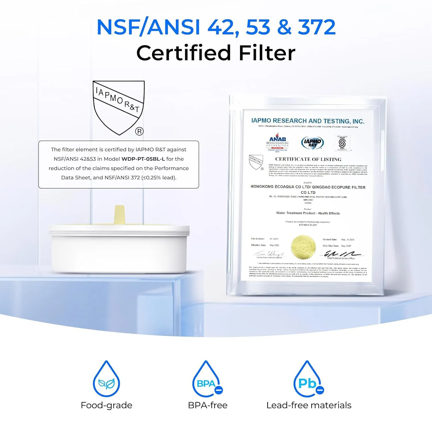 Waterdrop Glass Water Filter Pitcher with 1 Filter, Eco-Friendly, with NSF 53&42&372 Certified Filter, 7-Cup, Reduces PFOA/PFOS, Chlorine, Cadmium, Copper, Mercury, BPA Free, Easy to Clean, Black