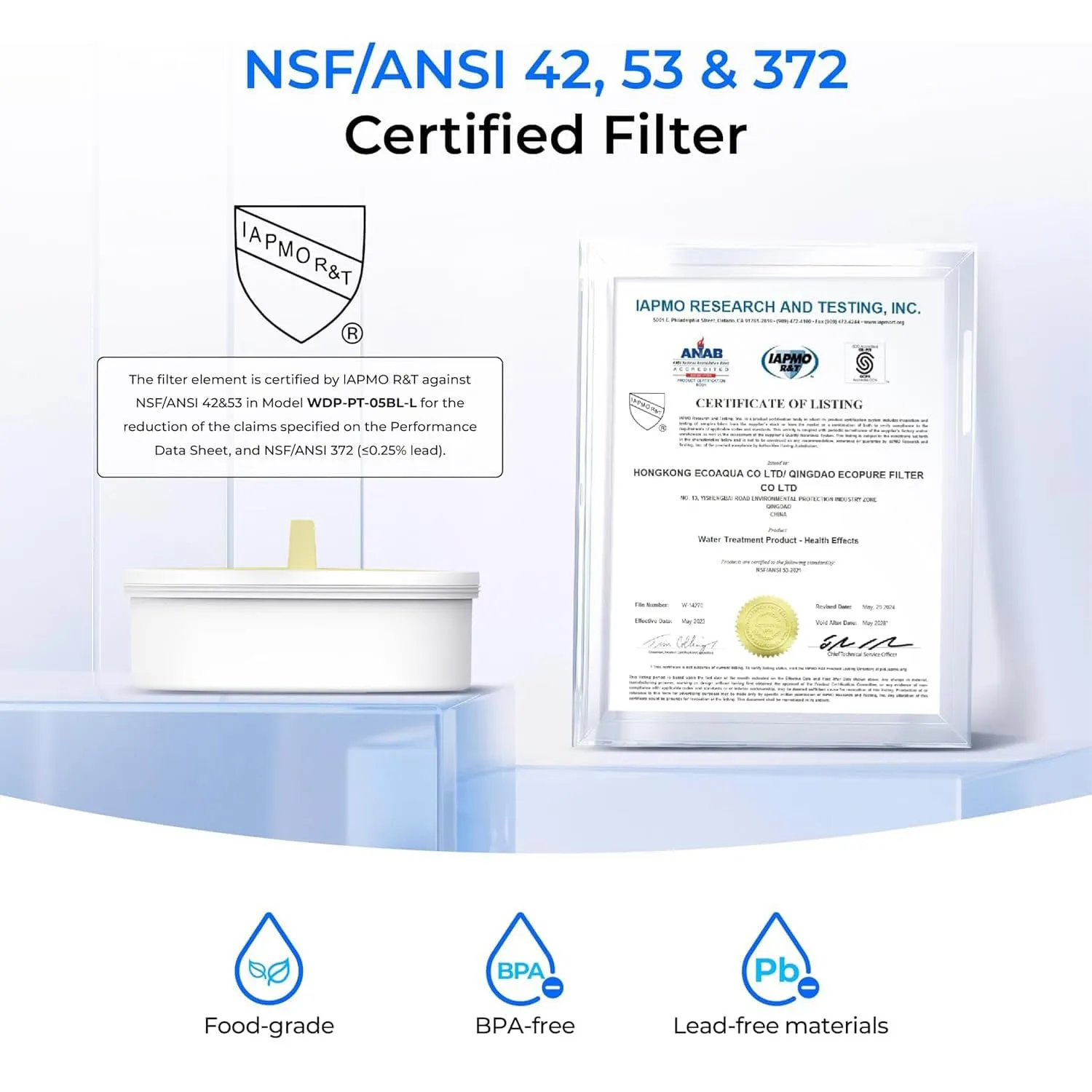 Waterdrop Glass Water Filter Pitcher with 1 Filter, Eco-Friendly, with NSF 53&42&372 Certified Filter, 7-Cup, Reduces PFOA/PFOS, Chlorine, Cadmium, Copper, Mercury, BPA Free, Easy to Clean, White