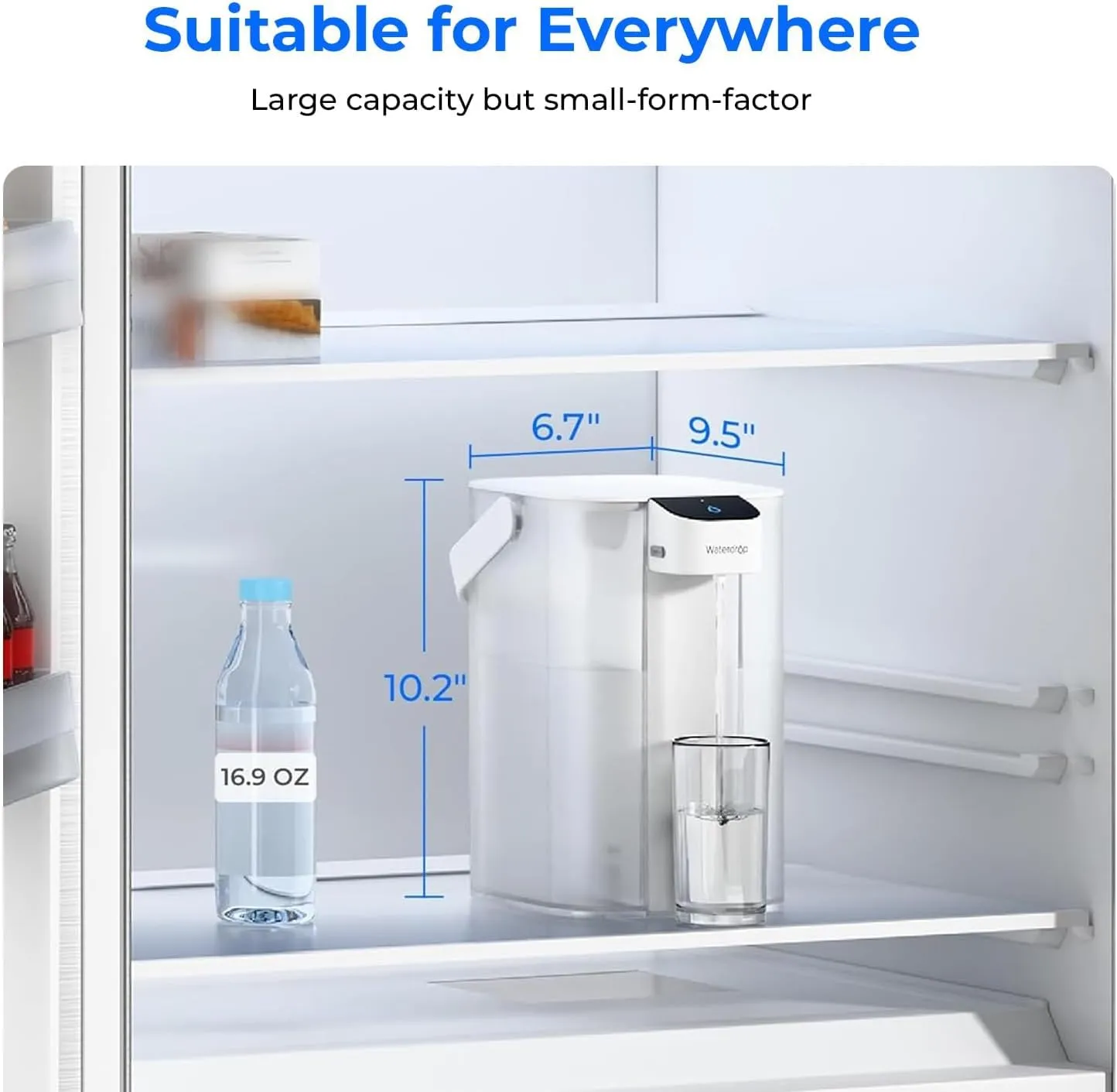 Waterdrop Rechargeable Water Filter Pitcher, Reduce 99.6% of Lead and 45  Impurities, 1-Year Electric Water Dispenser, Instant 15-Cup Countertop System, NSF/ANSI 401&53&42&372, NOT Reduce TDS