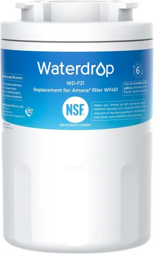 Waterdrop WF401 Replacement for Amana® Clean N Clear WF401, WF401S, WF401P, WSA-1, WF292, 12527304, Kenmore 46-9014, 469014 Refrigerator Water Filter