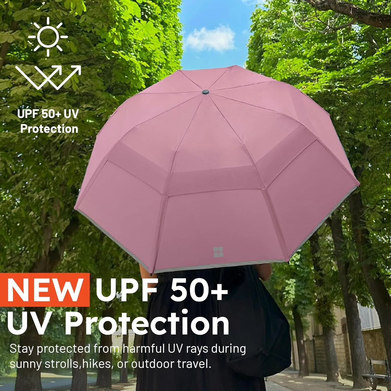 Weatherman Premium Collapsible Travel Umbrella - Windproof, Compact, Easy Auto Open - Resists Up to 55 MPH Winds - Perfect for Rain, Wind, Backpack, Car - Folding Umbrella (Black)