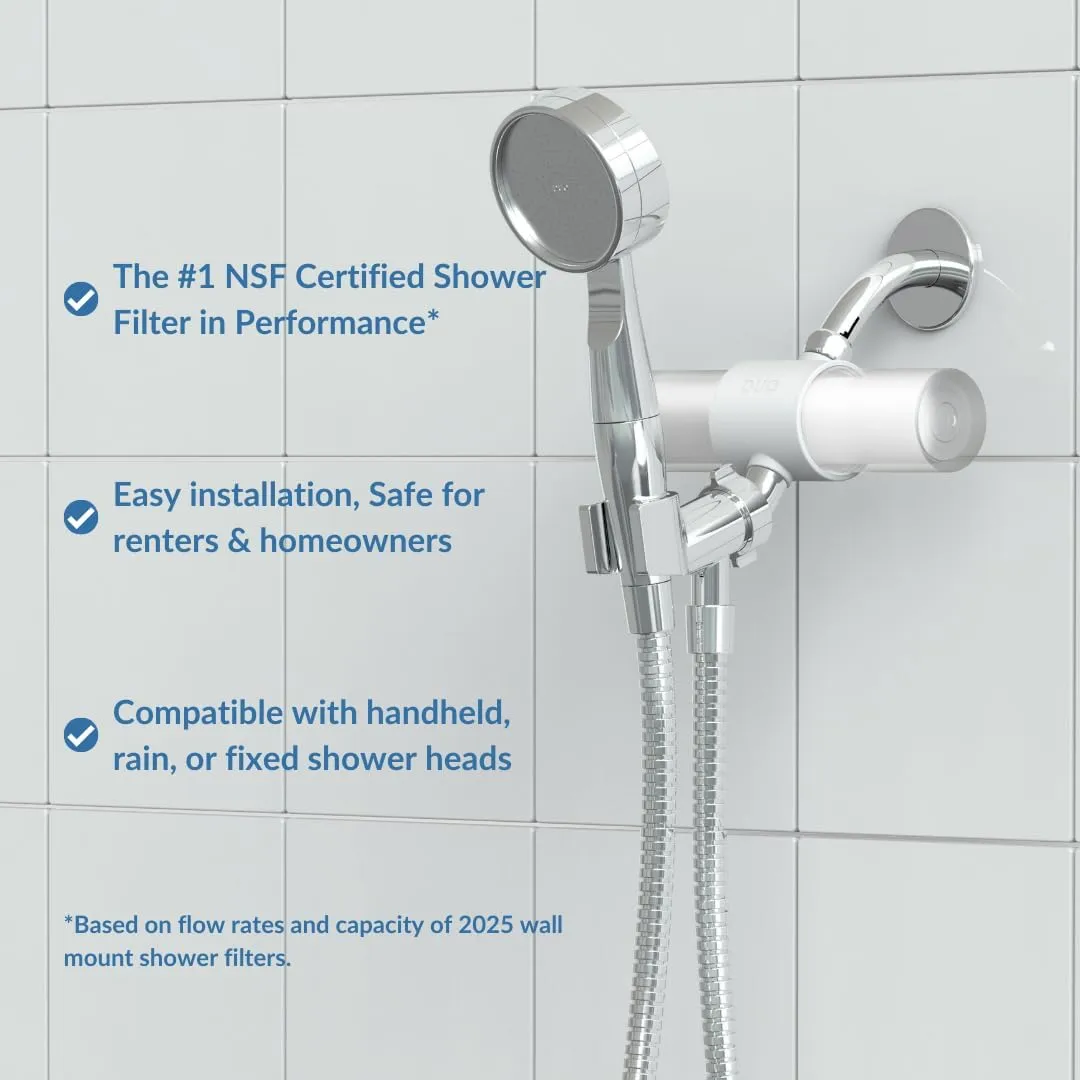 Weddell Duo Shower Filter - NSF Certified Shower Filter, High Pressure Activated Carbon Filter, Removes Chlorine, PFAS & Particulates, Clinically Tested For Healthier Skin & Hair (Black)
