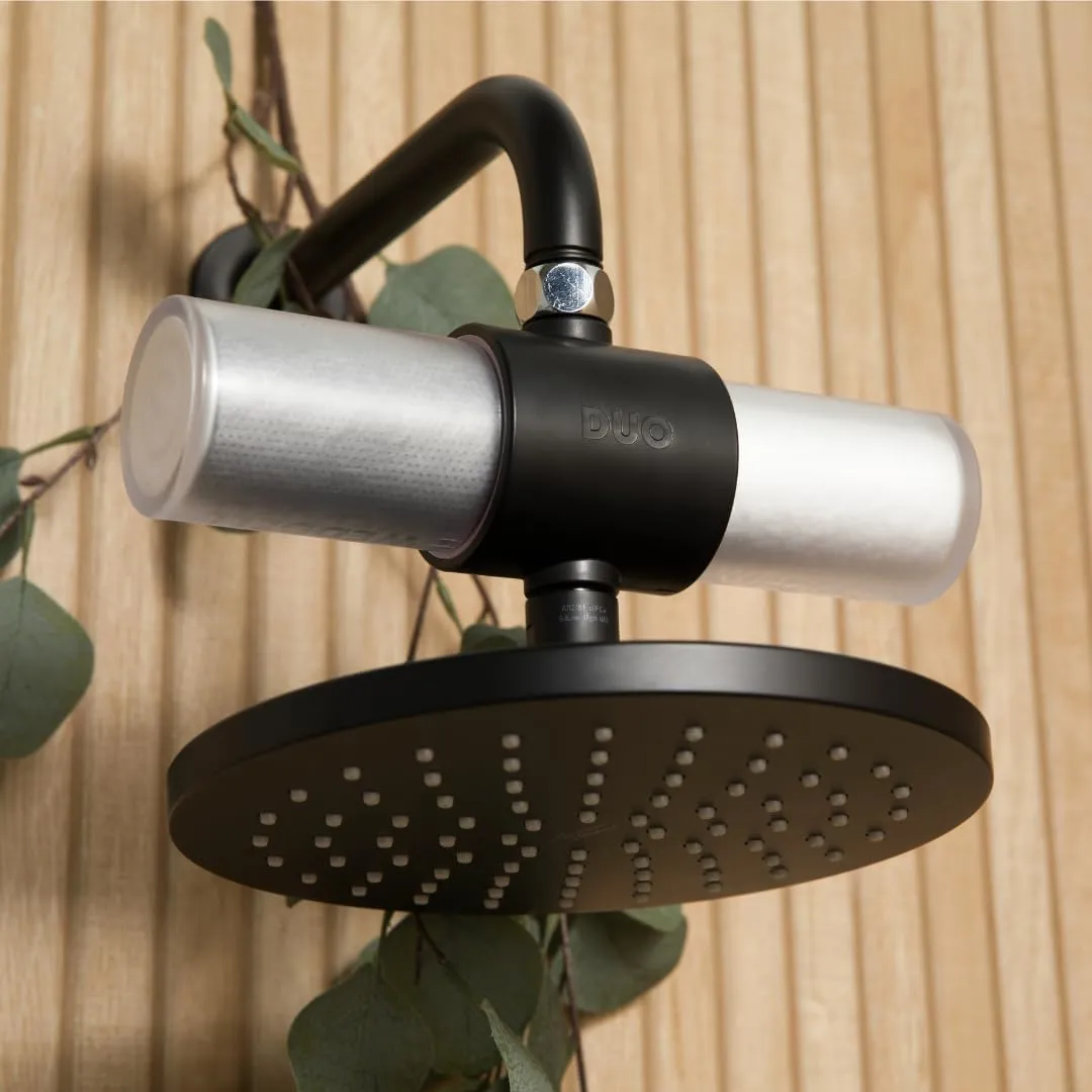 Weddell Duo Shower Filter - NSF Certified Shower Filter, High Pressure Activated Carbon Filter, Removes Chlorine, PFAS & Particulates, Clinically Tested For Healthier Skin & Hair (Black)
