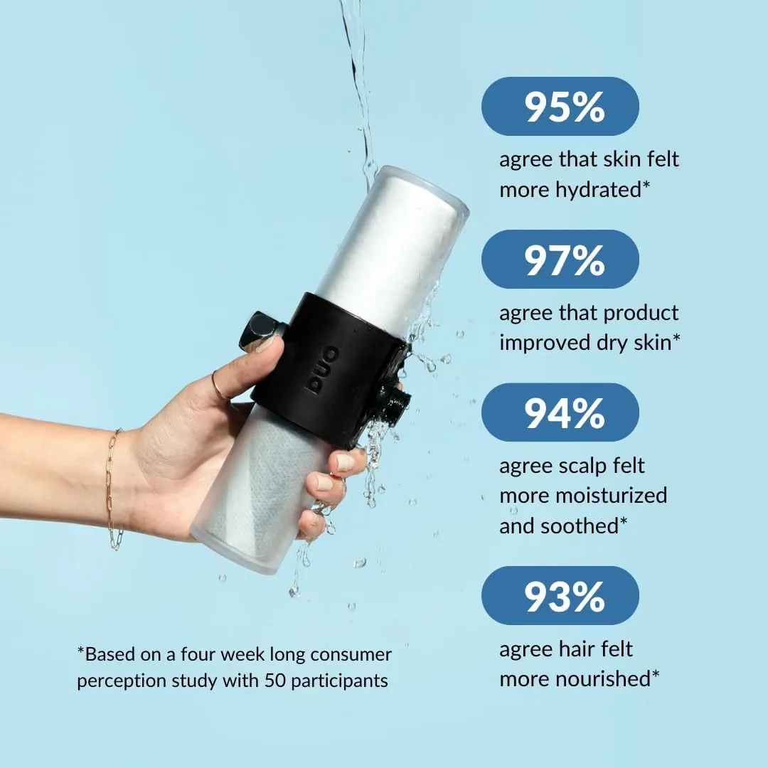 Weddell Duo Shower Filter - NSF Certified Shower Filter, High Pressure Activated Carbon Filter, Removes Chlorine, PFAS & Particulates, Clinically Tested For Healthier Skin & Hair (Black)