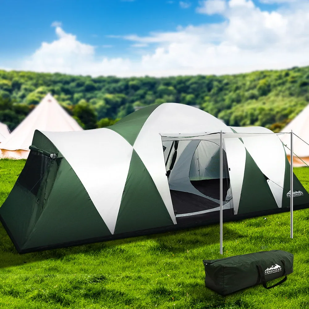 Weisshorn Family Camping Tent 12 Person Hiking Beach Tents (3 Rooms) Green-VIC_Metro