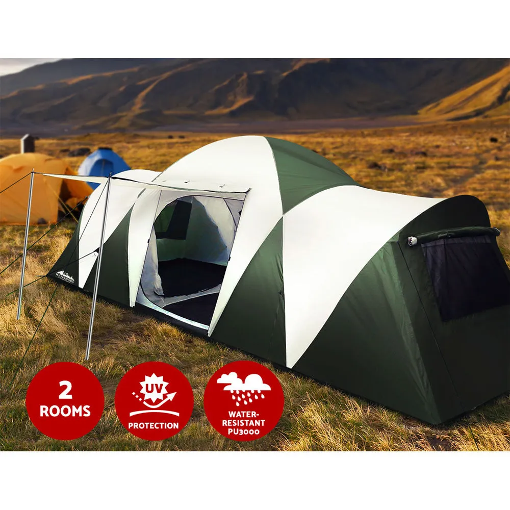 Weisshorn Family Camping Tent 12 Person Hiking Beach Tents (3 Rooms) Green-VIC_Metro