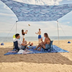 WEKAPO Beach Tent Sun Shelter 8 x 8FT with Beach Blanket 7 x 8 FT