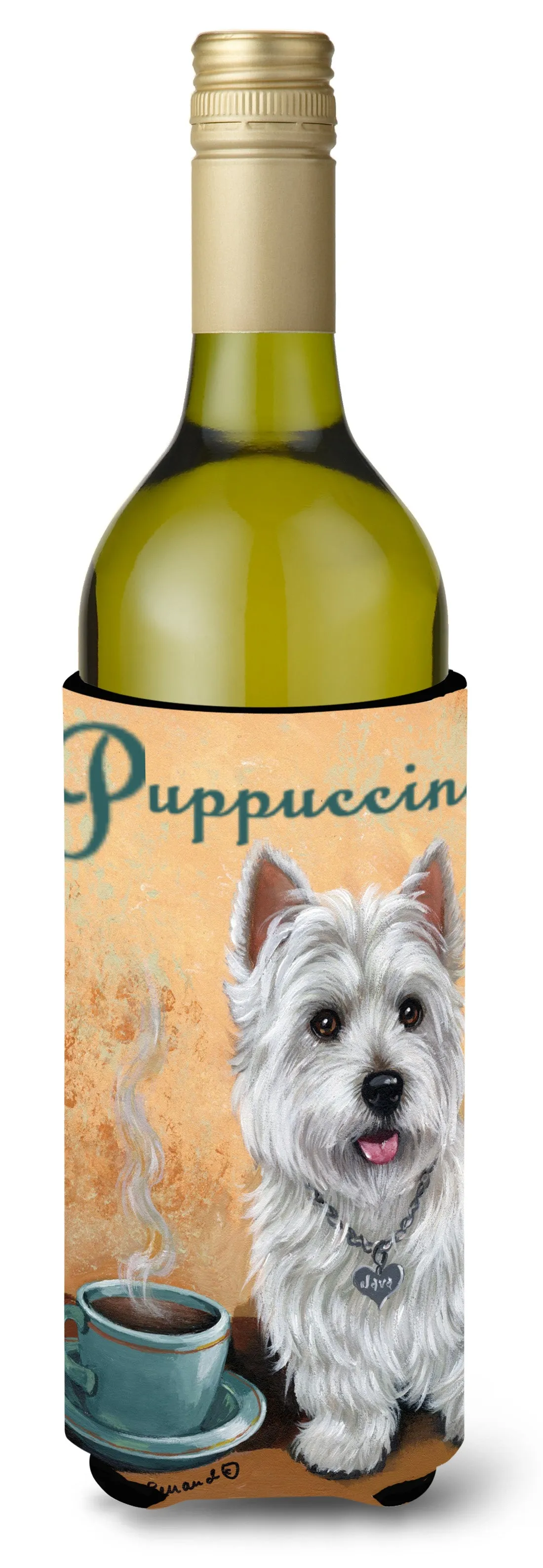 Westie Puppuccino Wine Bottle Hugger PPP3225LITERK