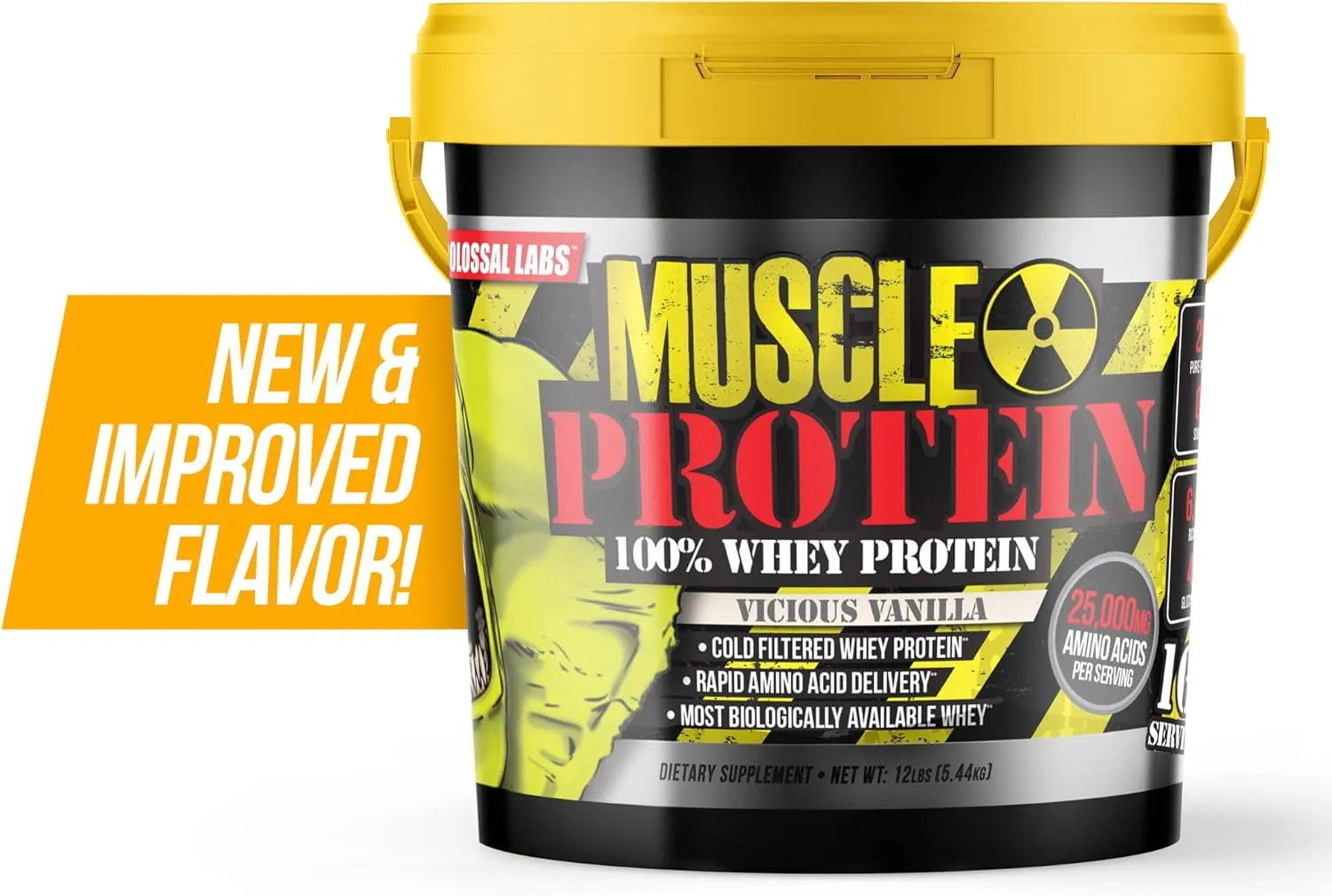 Whey Protein Blend [12 Pounds/Pack of 1]–Vicious Vanilla, Cold Filtered, 25g Pure Protein, 6.6g BCAAs/Serving(Packaging May Vary)