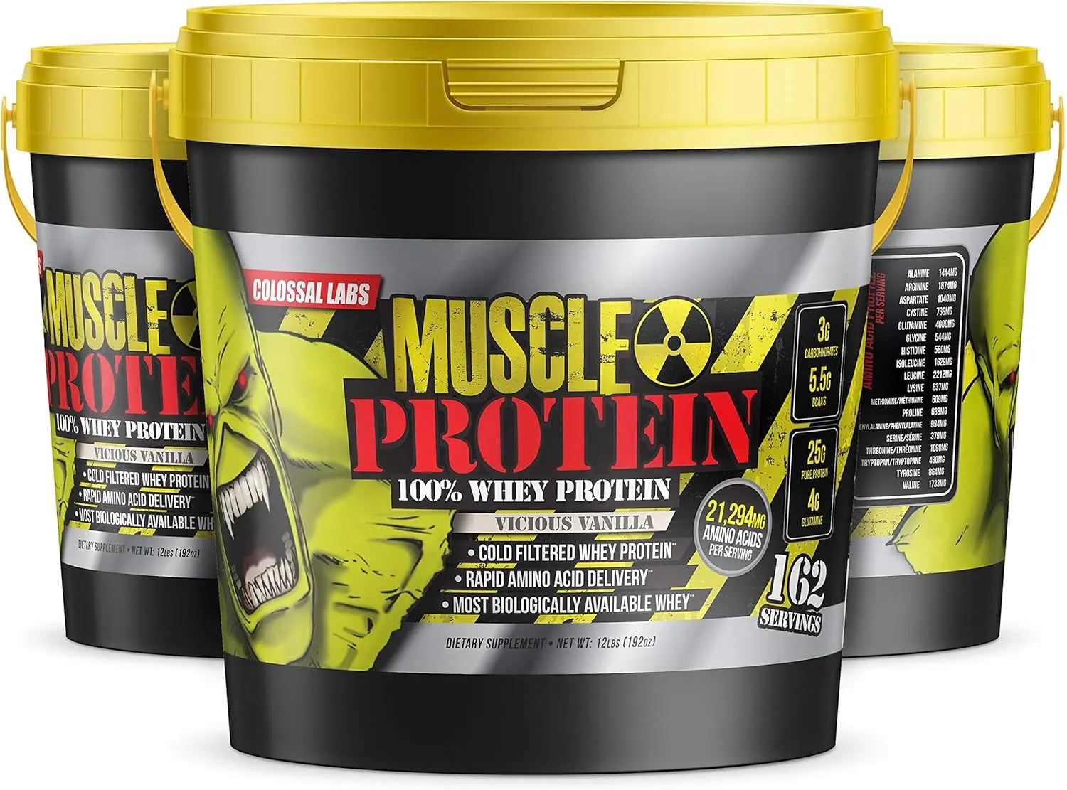 Whey Protein Blend [12 Pounds/Pack of 1]–Vicious Vanilla, Cold Filtered, 25g Pure Protein, 6.6g BCAAs/Serving(Packaging May Vary)